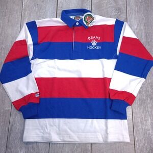 Barbarian Rugby Shirt Mens Small Red White Blue Bears Hockey Long Sleeve Canada